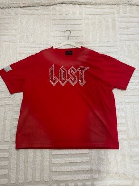 Red 'LOST' Rhinestone Graphic Tee